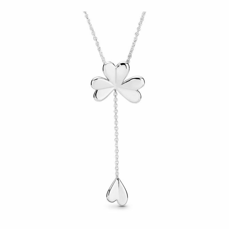 Pandora Lucky Four-leaf Clover Necklace - Sterling Silver/Silicone - Canada | MI9276IS